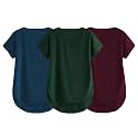 Fabricorn Combo of Three Cotton V-Neck Up Down Short Sleeve Tshirt for Women (Pack of 3)
