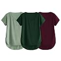 Fabricorn Combo of Three Cotton V-Neck Up Down Short Sleeve Tshirt for Women (Pack of 3)