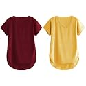 Fabricorn Combo of Three Cotton V-Neck Up Down Short Sleeve Tshirt for Women (Pack of 3)