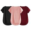 Fabricorn Combo of Three Cotton V-Neck Up Down Short Sleeve Tshirt for Women (Pack of 3)