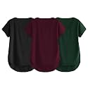 Fabricorn Combo of Three Cotton V-Neck Up Down Short Sleeve Tshirt for Women (Pack of 3)