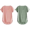Fabricorn Combo of Three Cotton V-Neck Up Down Short Sleeve Tshirt for Women (Pack of 3)