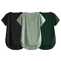 Fabricorn Combo of Three Cotton V-Neck Up Down Short Sleeve Tshirt for Women (Pack of 3)