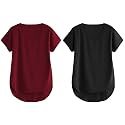Fabricorn Combo of Three Cotton V-Neck Up Down Short Sleeve Tshirt for Women (Pack of 3)