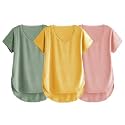 Fabricorn Combo of Three Cotton V-Neck Up Down Short Sleeve Tshirt for Women (Pack of 3)