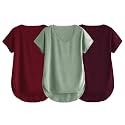 Fabricorn Combo of Three Cotton V-Neck Up Down Short Sleeve Tshirt for Women (Pack of 3)