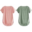 Fabricorn Combo of Three Cotton V-Neck Up Down Short Sleeve Tshirt for Women (Pack of 3)