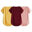 Fabricorn Combo of Three Cotton V-Neck Up Down Short Sleeve Tshirt for Women (Pack of 3)