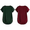 Fabricorn Combo of Three Cotton V-Neck Up Down Short Sleeve Tshirt for Women (Pack of 3)