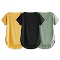 Fabricorn Combo of Three Cotton V-Neck Up Down Short Sleeve Tshirt for Women (Pack of 3)