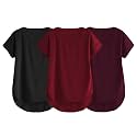 Fabricorn Combo of Three Cotton V-Neck Up Down Short Sleeve Tshirt for Women (Pack of 3)