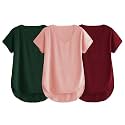 Fabricorn Combo of Three Cotton V-Neck Up Down Short Sleeve Tshirt for Women (Pack of 3)
