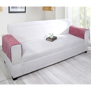 printed sofa arm rest cover  heavy antiskid backing  easily machine washable  sofa arm rest protector for couch or home living area - 22 x 22 inches - 2pc pink