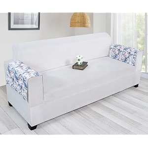 printed sofa arm rest cover  heavy antiskid backing  easily machine washable  sofa arm rest protector for couch or home living area - 22 x 22 inches - 2pc white floral
