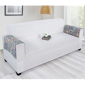 printed sofa arm rest cover  heavy antiskid backing  easily machine washable  sofa arm rest protector for couch or home living area - 22 x 22 inches - 2pc multicolor