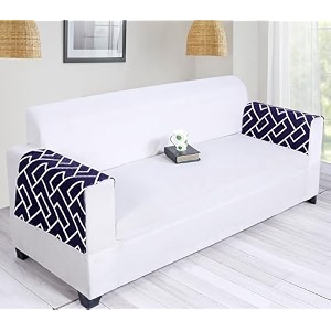 printed sofa arm rest cover  heavy antiskid backing  easily machine washable  sofa arm rest protector for couch or home living area - 22 x 22 inches - 2pc navy