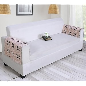 printed sofa arm rest cover  heavy antiskid backing  easily machine washable  sofa arm rest protector for couch or home living area - 22 x 22 inches - 2pc beige damask