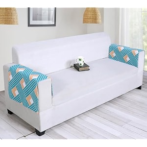 printed sofa arm rest cover  heavy antiskid backing  easily machine washable  sofa arm rest protector for couch or home living area - 22 x 22 inches - 2pc multicolor blue