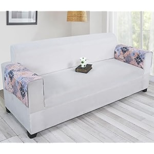 printed sofa arm rest cover  heavy antiskid backing  easily machine washable  sofa arm rest protector for couch or home living area - 22 x 22 inches - 2pc beige damask