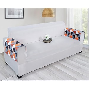 printed sofa arm rest cover  heavy antiskid backing  easily machine washable  sofa arm rest protector for couch or home living area - 22 x 22 inches - 2pc multicolor orange