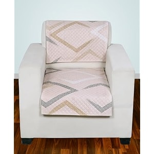 printed sofa seat cover for 1 seater  heavy antiskid backing  quilted velvet  machine washable  durable sofa seat runner for couch living room 1 seater cream