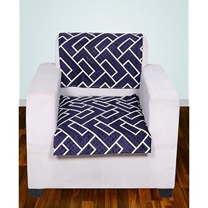 printed sofa seat cover for 1 seater  heavy antiskid backing  quilted velvet  machine washable  durable sofa seat runner for couch living room 1 seater navy