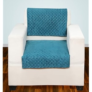 printed sofa seat cover for 1 seater  heavy antiskid backing  quilted velvet  machine washable  durable sofa seat runner for couch living room 1 seater teal
