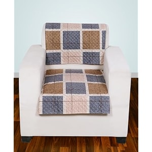 printed sofa seat cover for 1 seater  heavy antiskid backing  quilted velvet  machine washable  durable sofa seat runner for couch living room 1 seater brown