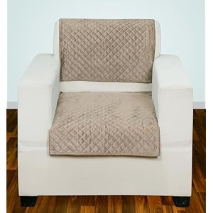 printed sofa seat cover for 1 seater  heavy antiskid backing  quilted velvet  machine washable  durable sofa seat runner for couch living room 1 seater beige
