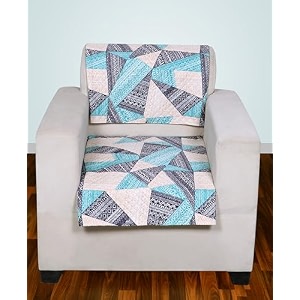 printed sofa seat cover for 1 seater  heavy antiskid backing  quilted velvet  machine washable  durable sofa seat runner for couch living room 1 seater blue abstract