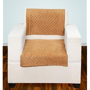 printed sofa seat cover for 1 seater  heavy antiskid backing  quilted velvet  machine washable  durable sofa seat runner for couch living room 1 seater tan brown
