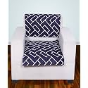 Printed Sofa Seat Cover for 1 Seater | Heavy Antiskid Backing | Quilted Velvet | Machine Washable | Durable Sofa Seat Runner for Couch, Living Room (1 Seater) Navy
