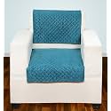 Printed Sofa Seat Cover for 1 Seater | Heavy Antiskid Backing | Quilted Velvet | Machine Washable | Durable Sofa Seat Runner for Couch, Living Room (1 Seater) Teal