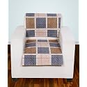 Printed Sofa Seat Cover for 1 Seater | Heavy Antiskid Backing | Quilted Velvet | Machine Washable | Durable Sofa Seat Runner for Couch, Living Room (1 Seater) Brown