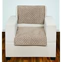 Printed Sofa Seat Cover for 1 Seater | Heavy Antiskid Backing | Quilted Velvet | Machine Washable | Durable Sofa Seat Runner for Couch, Living Room (1 Seater) Beige