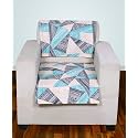 Printed Sofa Seat Cover for 1 Seater | Heavy Antiskid Backing | Quilted Velvet | Machine Washable | Durable Sofa Seat Runner for Couch, Living Room (1 Seater) Blue Abstract