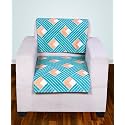 Printed Sofa Seat Cover for 1 Seater | Heavy Antiskid Backing | Quilted Velvet | Machine Washable | Durable Sofa Seat Runner for Couch, Living Room (1 Seater) Multicolor Blue