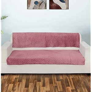 printed sofa seat cover for 2 seater  heavy antiskid backing  quilted velvet  machine washable  durable sofa seat runner for couch living room 2 seater pink