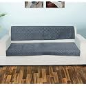 Printed Sofa Seat Cover for 2 Seater | Heavy Antiskid Backing | Quilted Velvet | Machine Washable | Durable Sofa Seat Runner for Couch, Living Room (2 Seater) Grey