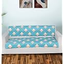 Printed Sofa Seat Cover for 2 Seater | Heavy Antiskid Backing | Quilted Velvet | Machine Washable | Durable Sofa Seat Runner for Couch, Living Room (2 Seater) Multicolor Blue