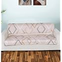 Printed Sofa Seat Cover for 2 Seater | Heavy Antiskid Backing | Quilted Velvet | Machine Washable | Durable Sofa Seat Runner for Couch, Living Room (2 Seater) Cream