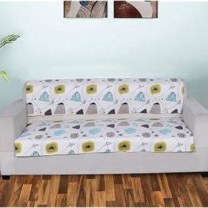 printed sofa seat cover for 3 seater  heavy antiskid backing  quilted velvet  machine washable  durable sofa seat runner for couch living room 3 seater white floral