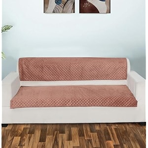 printed sofa seat cover for 3 seater  heavy antiskid backing  quilted velvet  machine washable  durable sofa seat runner for couch living room 3 seater terracotta