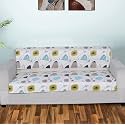 Printed Sofa Seat Cover for 3 Seater | Heavy Antiskid Backing | Quilted Velvet | Machine Washable | Durable Sofa Seat Runner for Couch, Living Room (3 Seater) White Floral