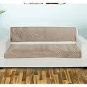 Printed Sofa Seat Cover for 3 Seater | Heavy Antiskid Backing | Quilted Velvet | Machine Washable | Durable Sofa Seat Runner for Couch, Living Room (3 Seater) Beige