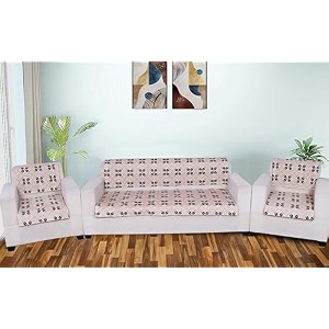 printed sofa seat cover for 5 seater  heavy antiskid backing  quilted  machine washable  durable sofa seat runner for couch living room 3 seater  1 seater  1 seater beige damask