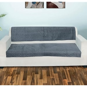 printed sofa seat cover for 5 seater  heavy antiskid backing  quilted velvet  machine washable  durable sofa seat runner for couch living room 3 seater  2 seater grey
