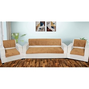 printed sofa seat cover for 5 seater  heavy antiskid backing  machine washable  durable sofa seat runner for couch living room 3 seater  1 seater  1 seater tan brown