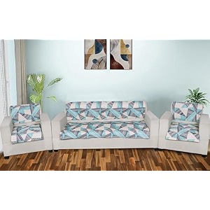 printed sofa seat cover for 5 seater  heavy antiskid backing  machine washable  durable sofa seat runner for couch living room 3 seater  1 seater  1 seater blue abstract