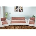 Printed Sofa Seat Cover for 5 Seater | Heavy Antiskid Backing | Quilted | Machine Washable | Durable Sofa Seat Runner for Couch, Living Room (3 Seater + 1 Seater + 1 Seater) Terracotta